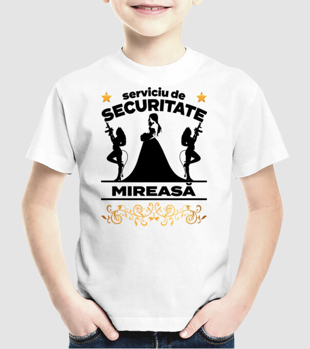 serviciu de securitate mireasă model alb pe tricou