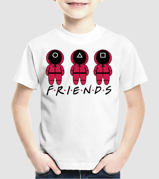 squid game friends model alb pe tricou