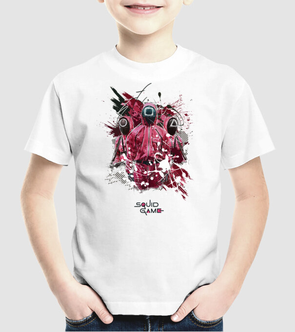 squid game poster model alb pe tricou
