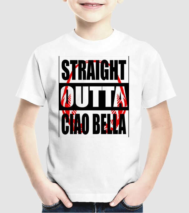 straight outta bella ciao model alb pe tricou