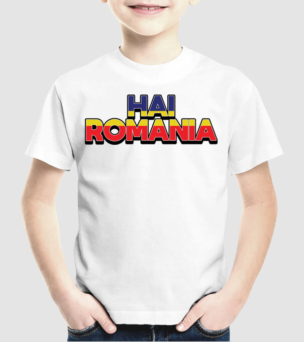 Subtitlu Hai Romania model alb pe tricou