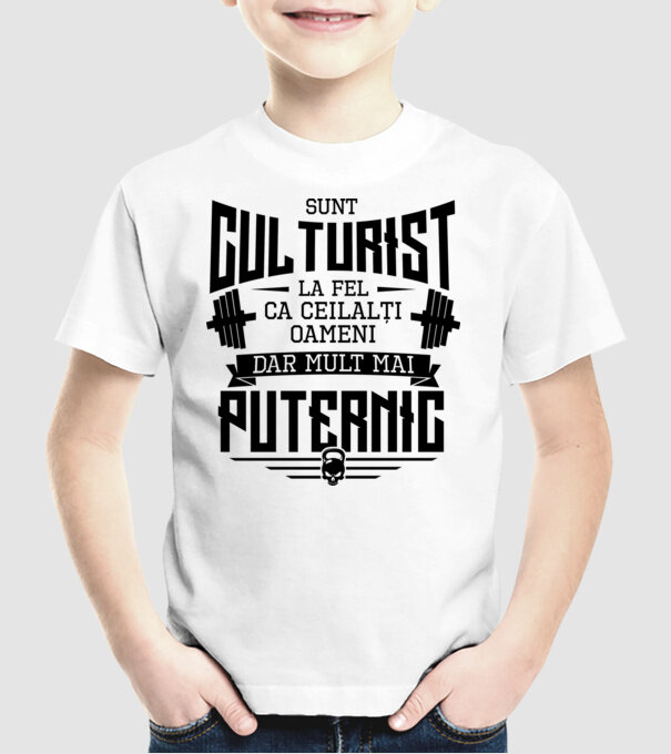 sunt culturist, la fel ca ceilalți oameni, dar mult mai puternic model alb pe tricou