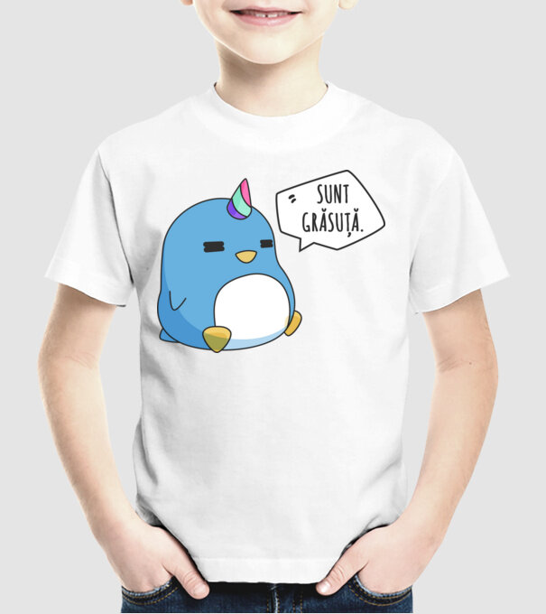 sunt grăsuță model alb pe tricou