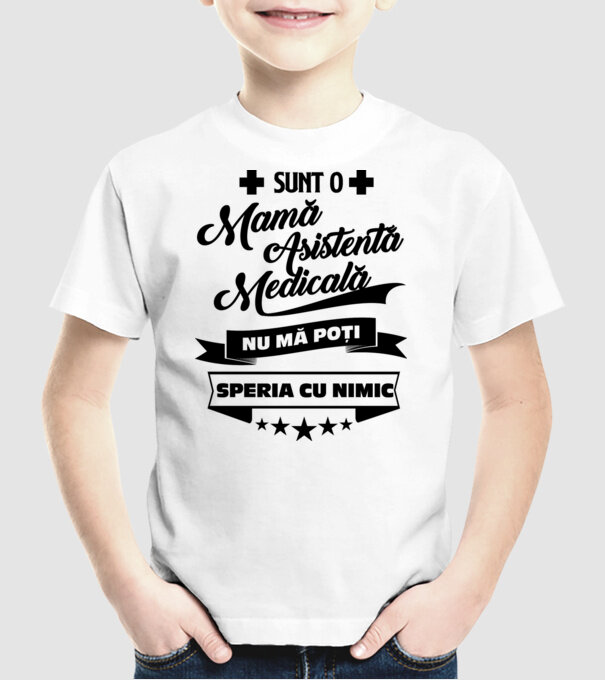 sunt o mamă asistentă medicală, nu mă poți speria cu nimic model alb pe tricou