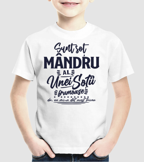Sunt soț mândru al unei soții frumoase - da, ea mi-a dat acest tricou model alb pe tricou