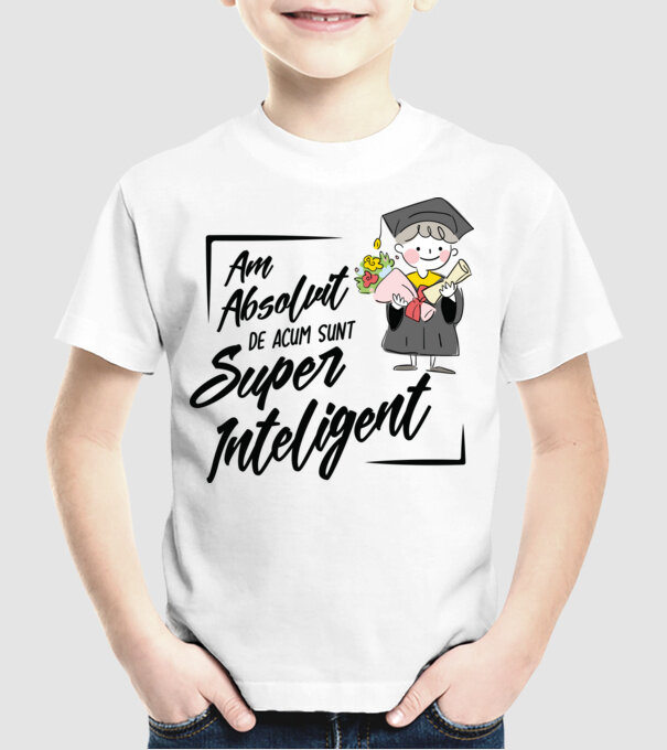 Sunt super inteligent model alb pe tricou