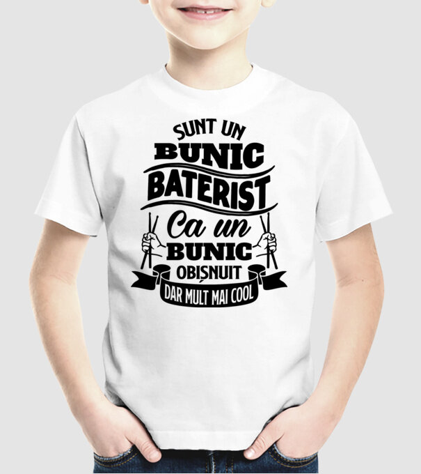 Sunt un bunic baterist, ca un bunic obișnuit, dar mult mai cool model alb pe tricou