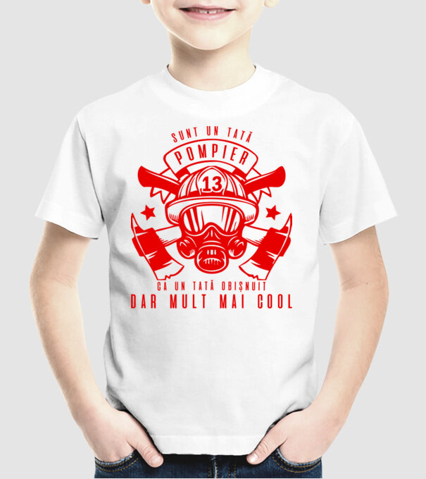 sunt un tată pompier, ca un tată obișnuit, dar mult mai cool model alb pe tricou
