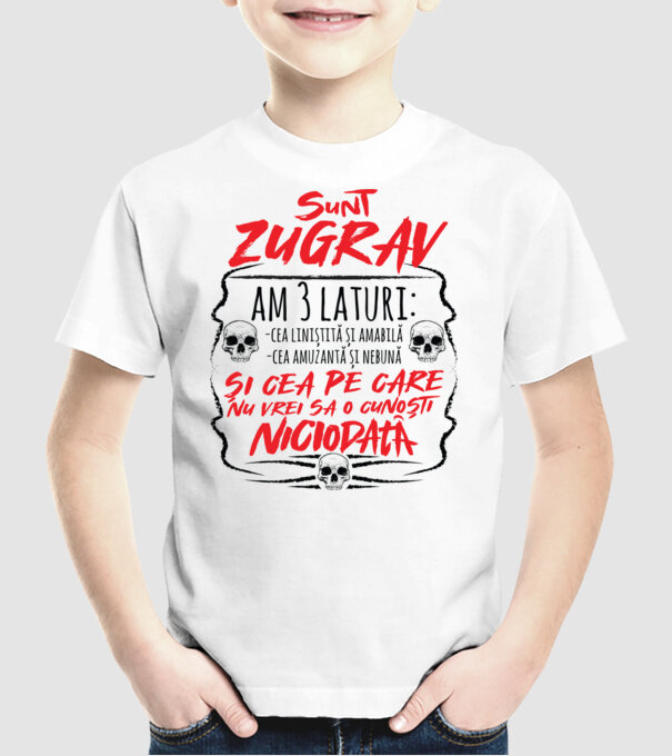 sunt zugrav am 3 laturi model alb pe tricou