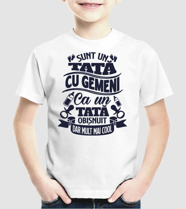 Sunt un tată cu gemeni, ca un tată obișnuit, dar mult mai cool model alb pe tricou
