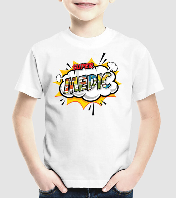 Super Medic model alb pe tricou