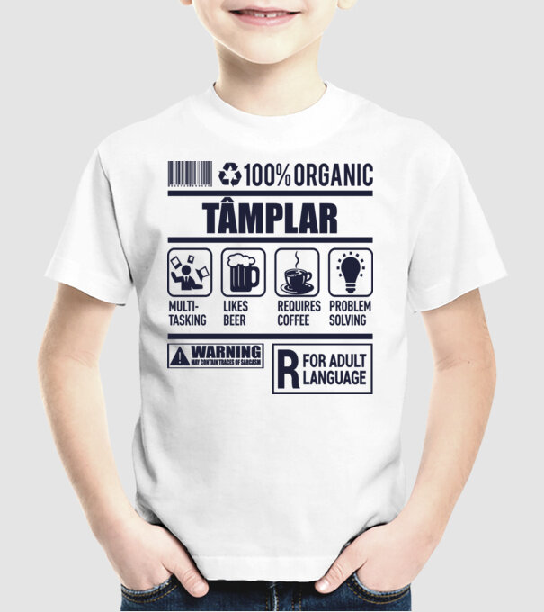 TÂMPLAR model alb pe tricou
