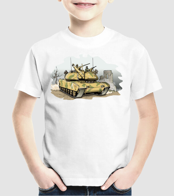 Tancuri model alb pe tricou