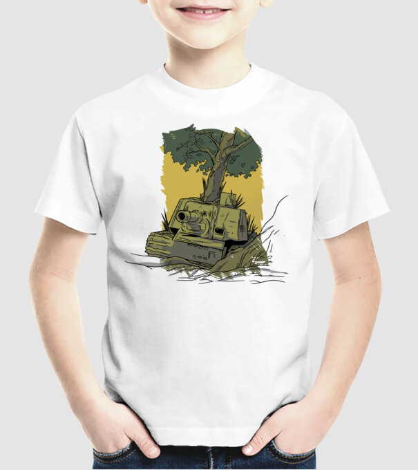Tancuri model alb pe tricou