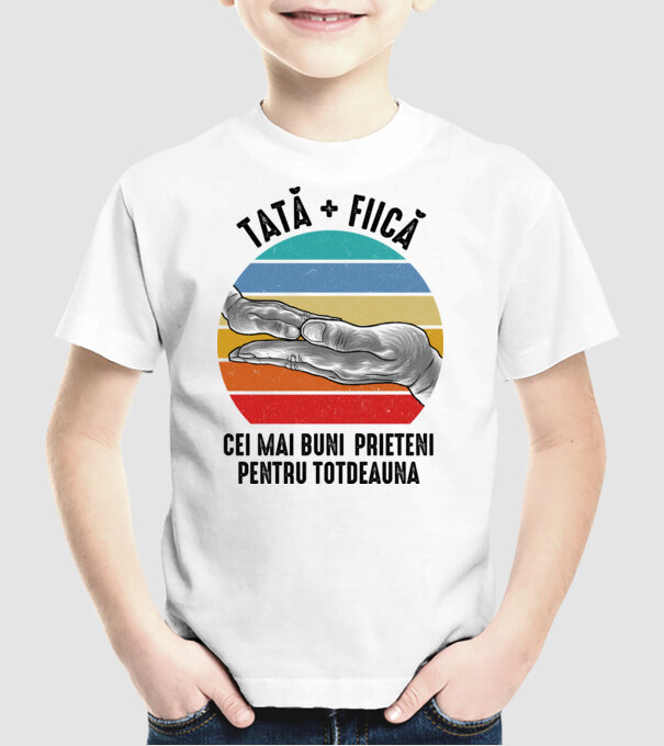Tată - fiică - Cei mai bune prietene pentru totdeauna model alb pe tricou