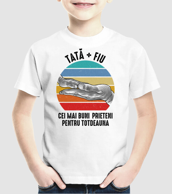 Tată - fiu - Cei mai buni prieteni pentru totdeauna model alb pe tricou