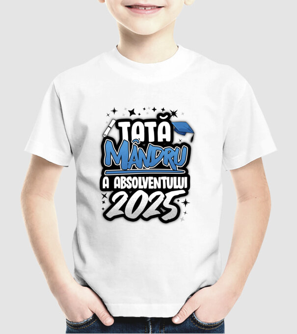 Tată MÂNDRU a absolventului model alb pe tricou