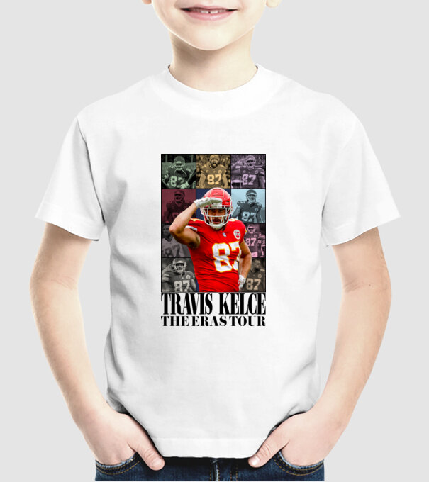 Taylor Swift Eras Travis Kelce model alb pe tricou