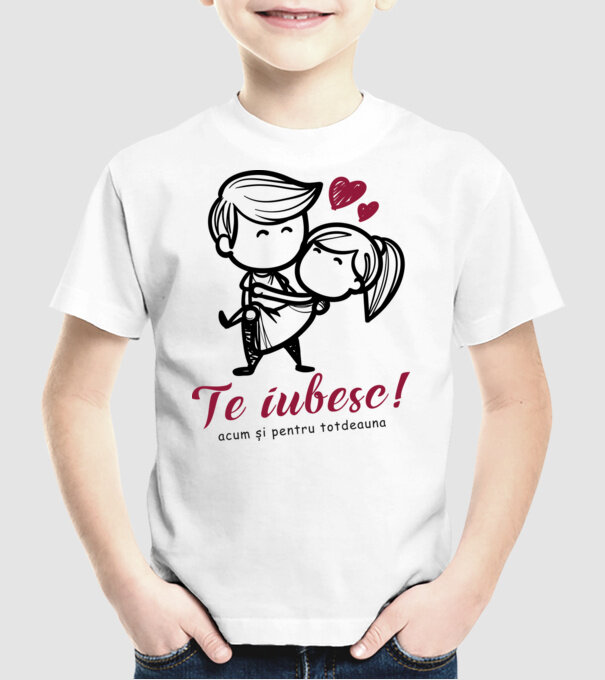 te iubesc! model alb pe tricou