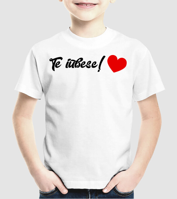 Te iubesc! model alb pe tricou