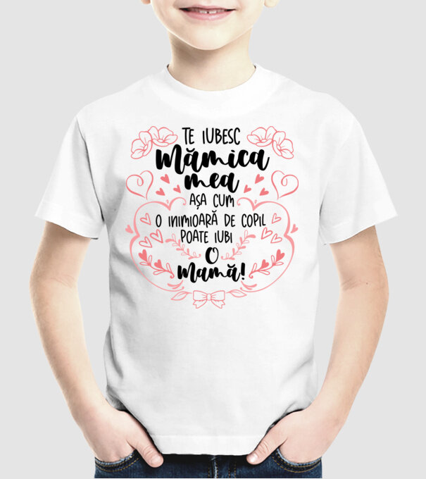 Te iubesc mămica mea model alb pe tricou