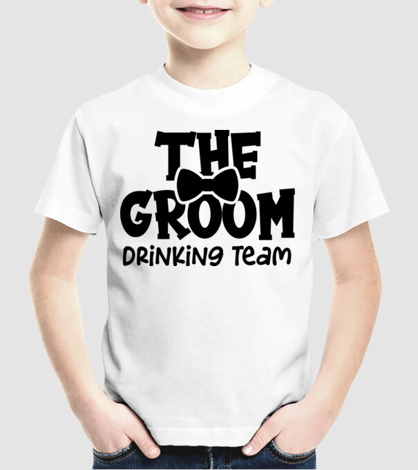 The Groom model alb pe tricou