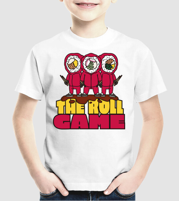 the roll game squid game model alb pe tricou