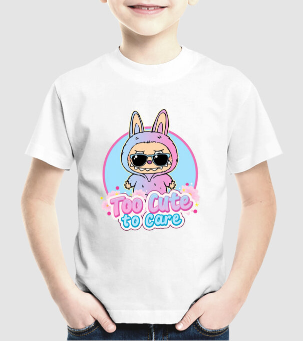 Too cute to care model alb pe tricou