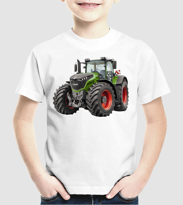 TRACTOR model alb pe tricou