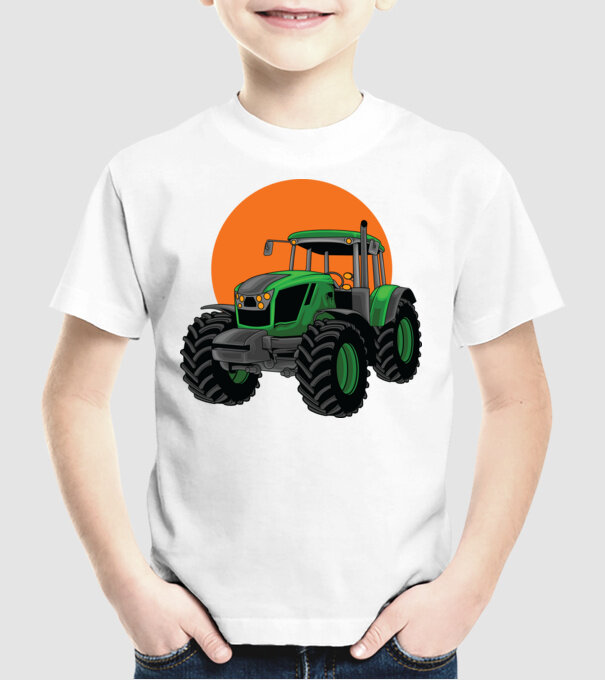 TRACTOR model alb pe tricou