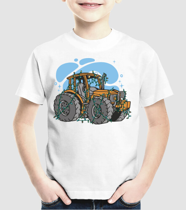 TRACTOR model alb pe tricou