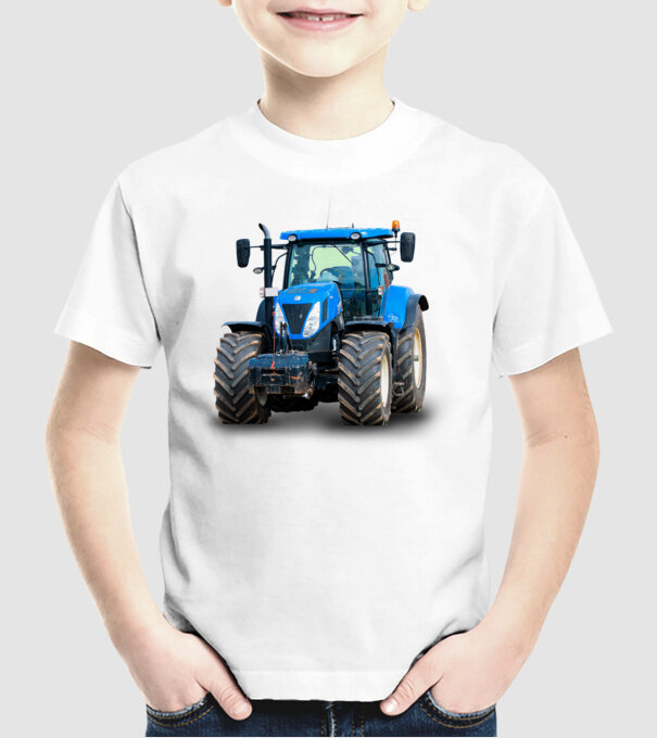 TRACTOR model alb pe tricou