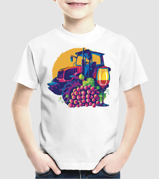 TRACTOR model alb pe tricou
