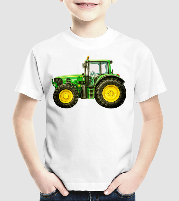 TRACTOR model alb pe tricou