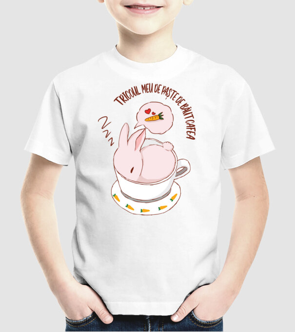 tricoul meu de Paște de băut cafea model alb pe tricou