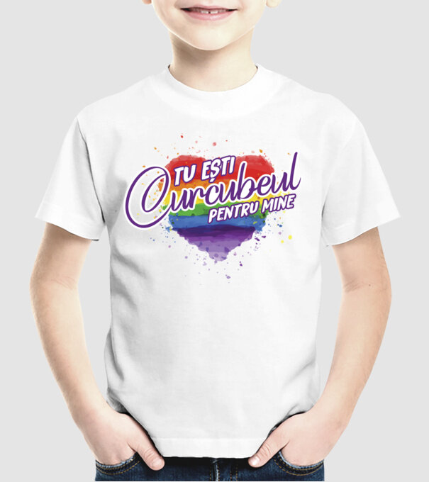 Tu ești curcubeul pentru mine model alb pe tricou