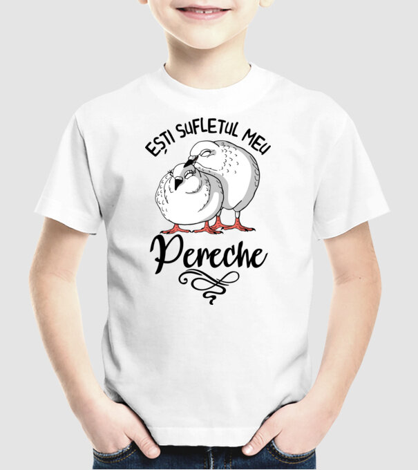 Valentine ești sufletul meu pereche model alb pe tricou