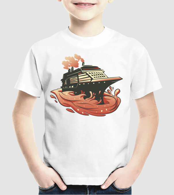 Vapoare model alb pe tricou