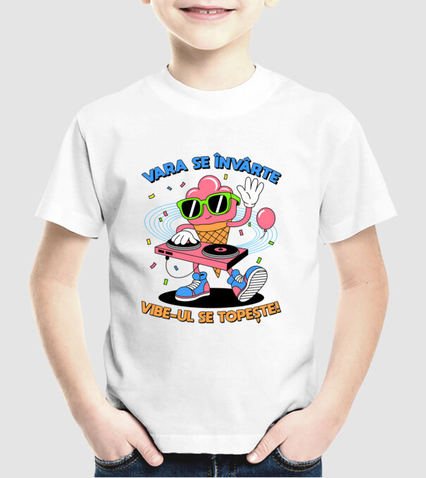 Vara se învârte model alb pe tricou