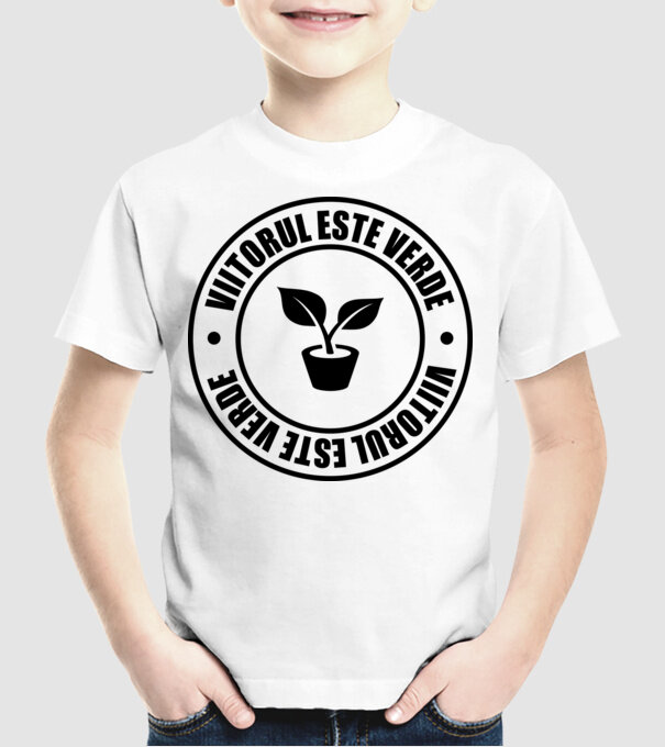 Viitorul este verde model alb pe tricou