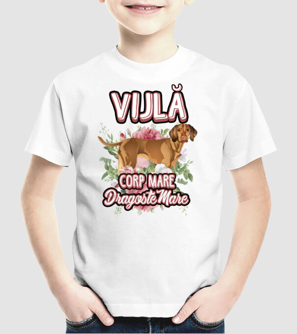 vijlă - corp mare, dragoste mare model alb pe tricou