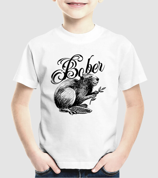 Vintage Bober model alb pe tricou