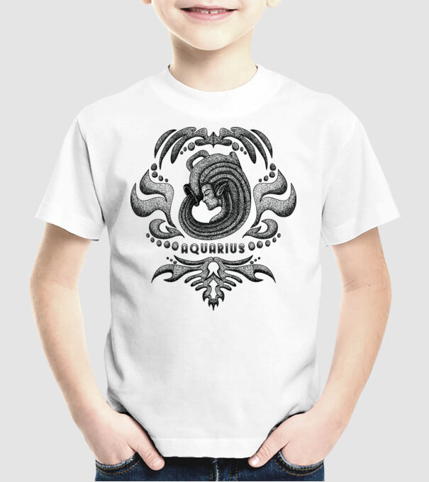 Vintage zodiac aquarius model alb pe tricou