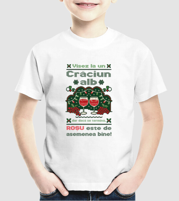 Visez la un Crăciun alb dar dacă se termină, Roșu este de asemenea bine! alb model alb pe tricou