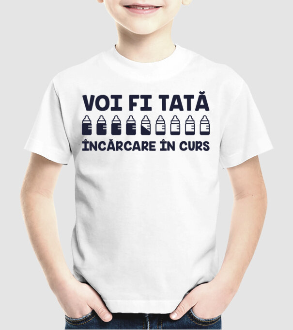 Voi fi tată - încărcare în curs model alb pe tricou
