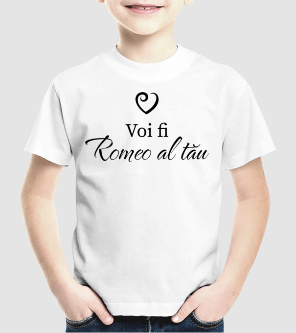 Voi fi Romeo al tău model alb pe tricou