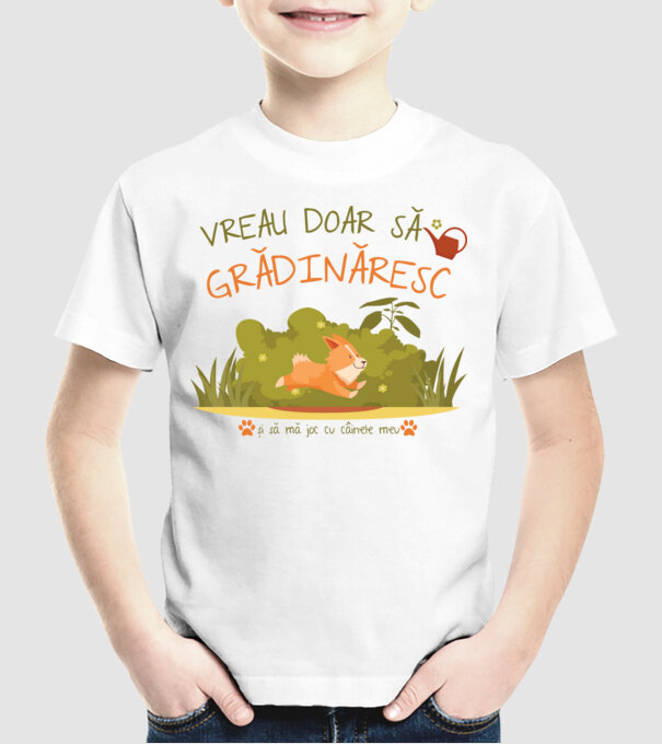 vreau doar să grădinăresc model alb pe tricou