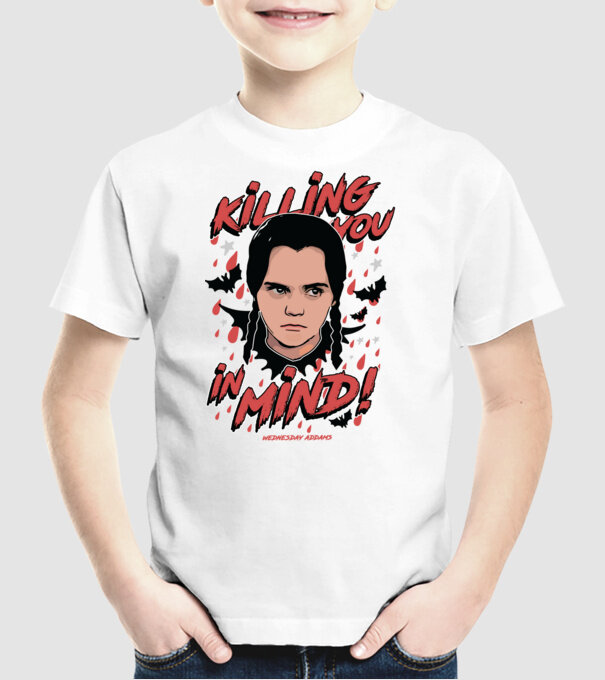 WEDNESDAY Killing You in my mind model alb pe tricou