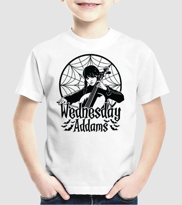 Wednesday Window model alb pe tricou