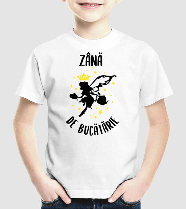 zână de bucătărie model alb pe tricou